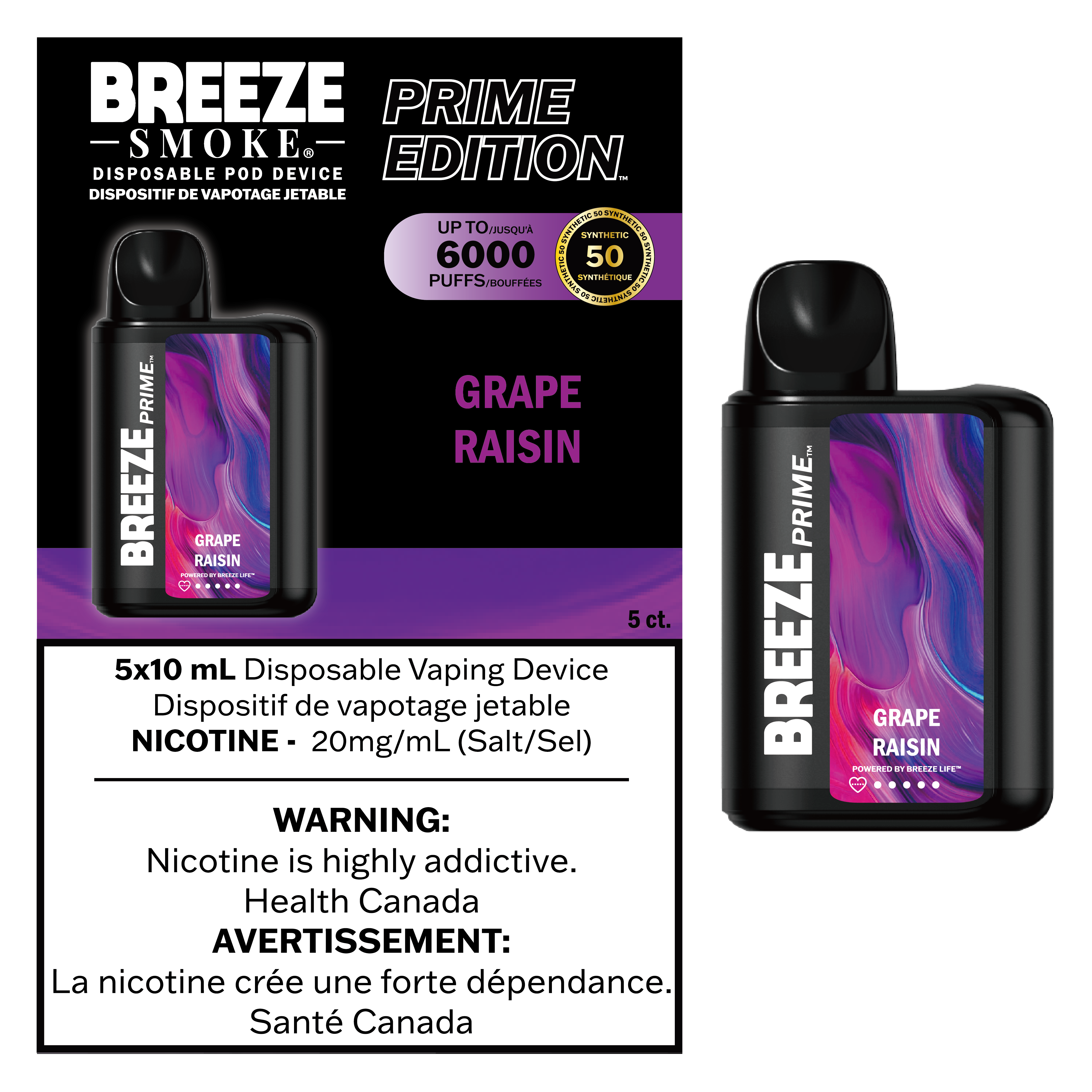 Breeze Prime S50 - Disposable E-Cig (6000 Puffs) (PROVINCIAL)