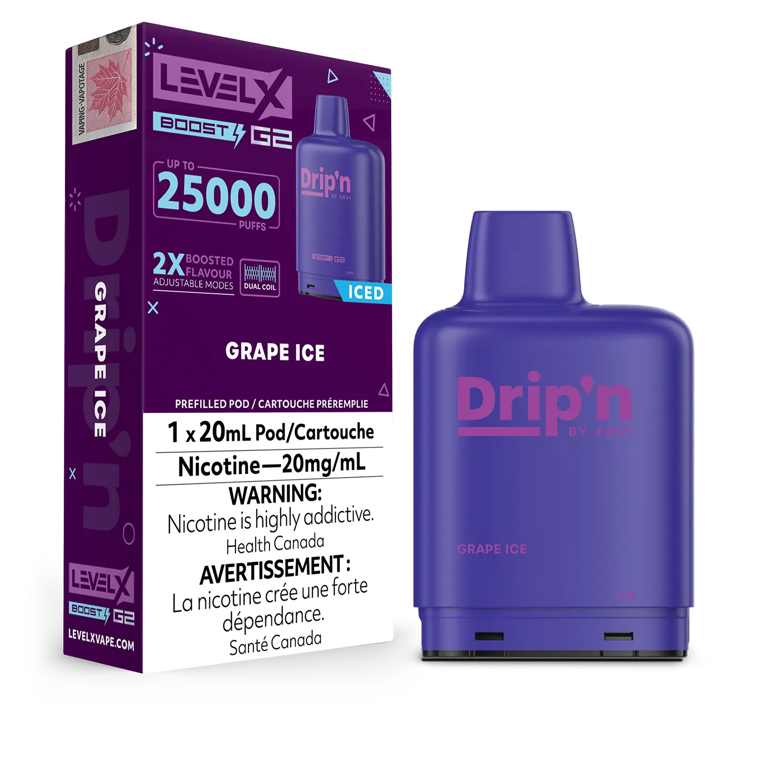 Niveau X - Capsules Drip'n Boost G2 (25 000 bouffées) (PROVINCIAL)