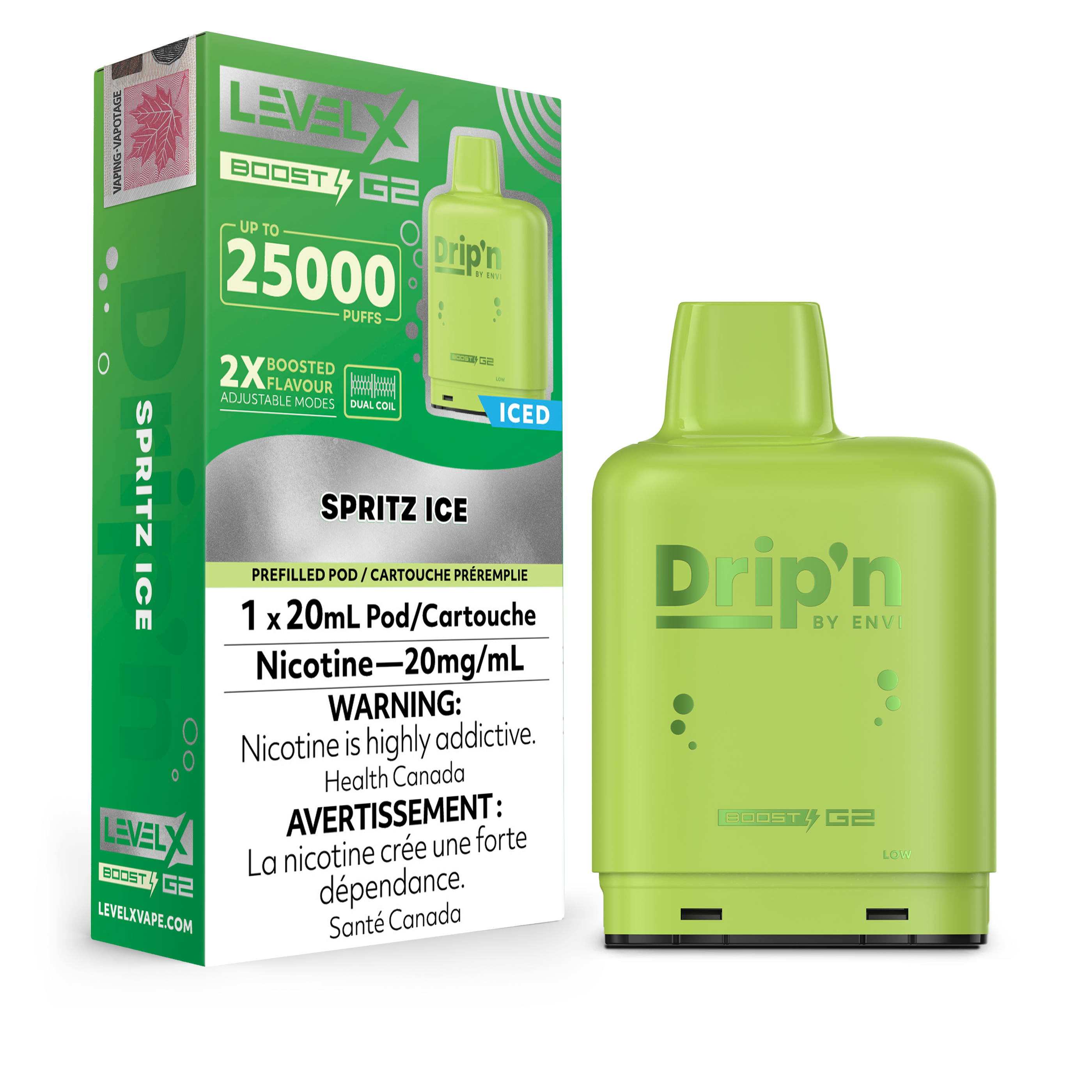 Niveau X - Capsules Drip'n Boost G2 (25 000 bouffées) (PROVINCIAL)