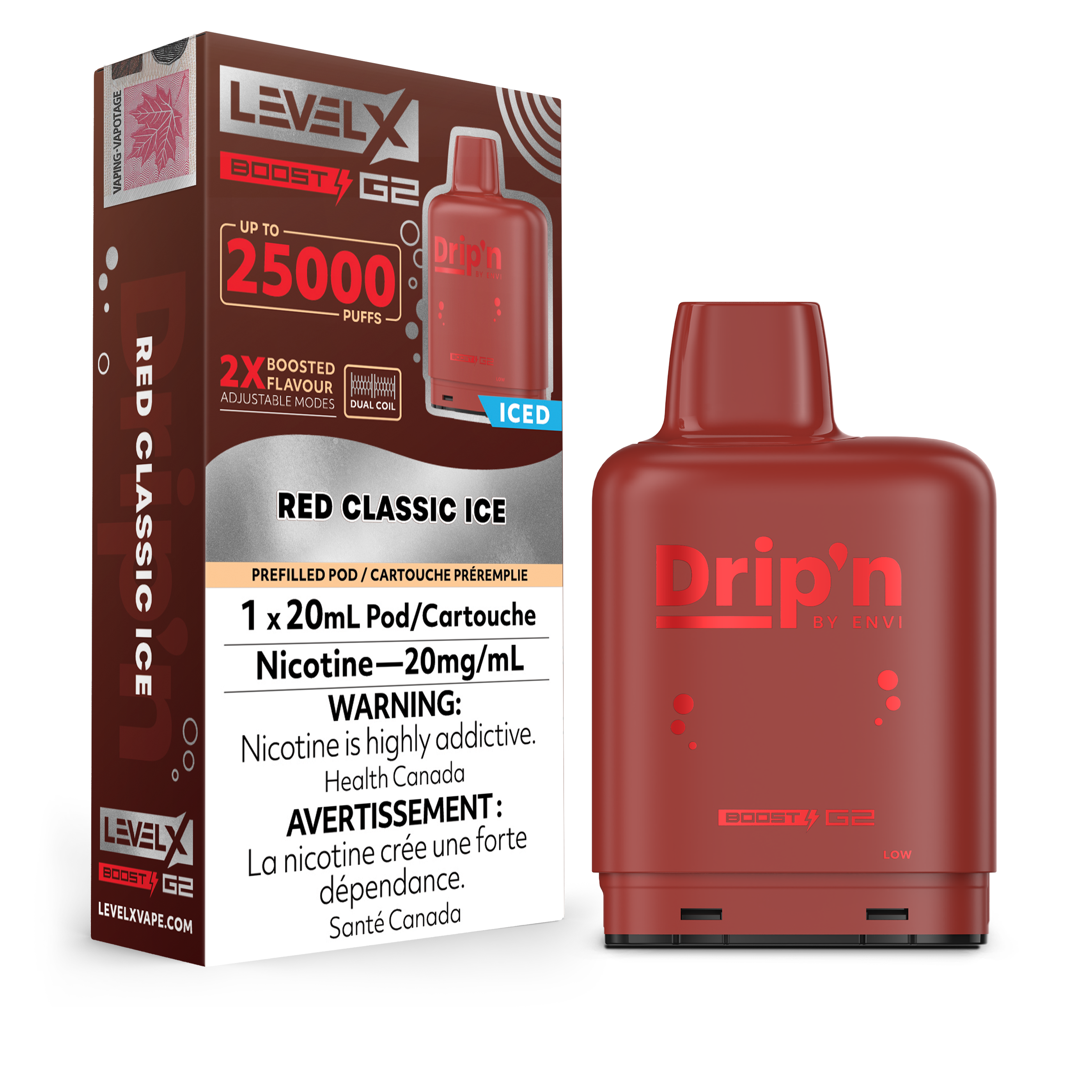 Niveau X - Capsules Drip'n Boost G2 (25 000 bouffées) (PROVINCIAL)