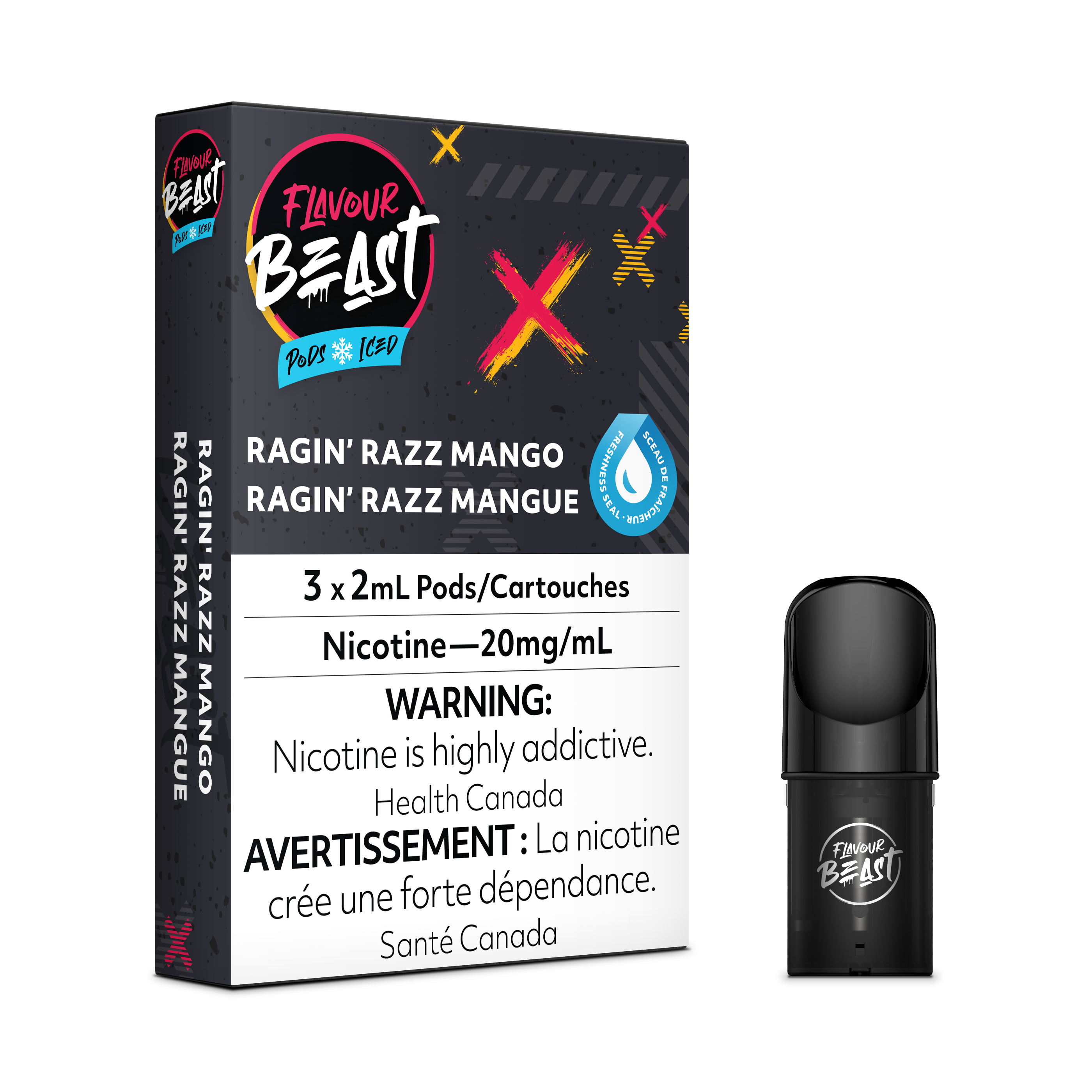 Capsules Flavour Beast Flow - Raggin Razz Mango Iced (Compatible avec STLTH)